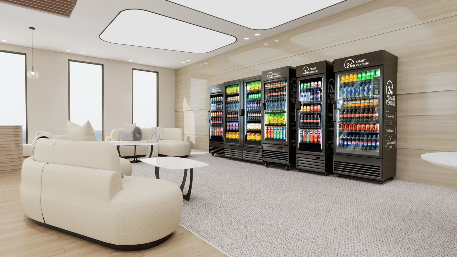 Smart vending machines in a premium lounge